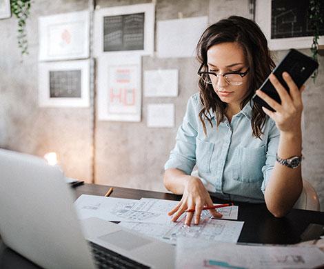 Female business owner going over paperwork